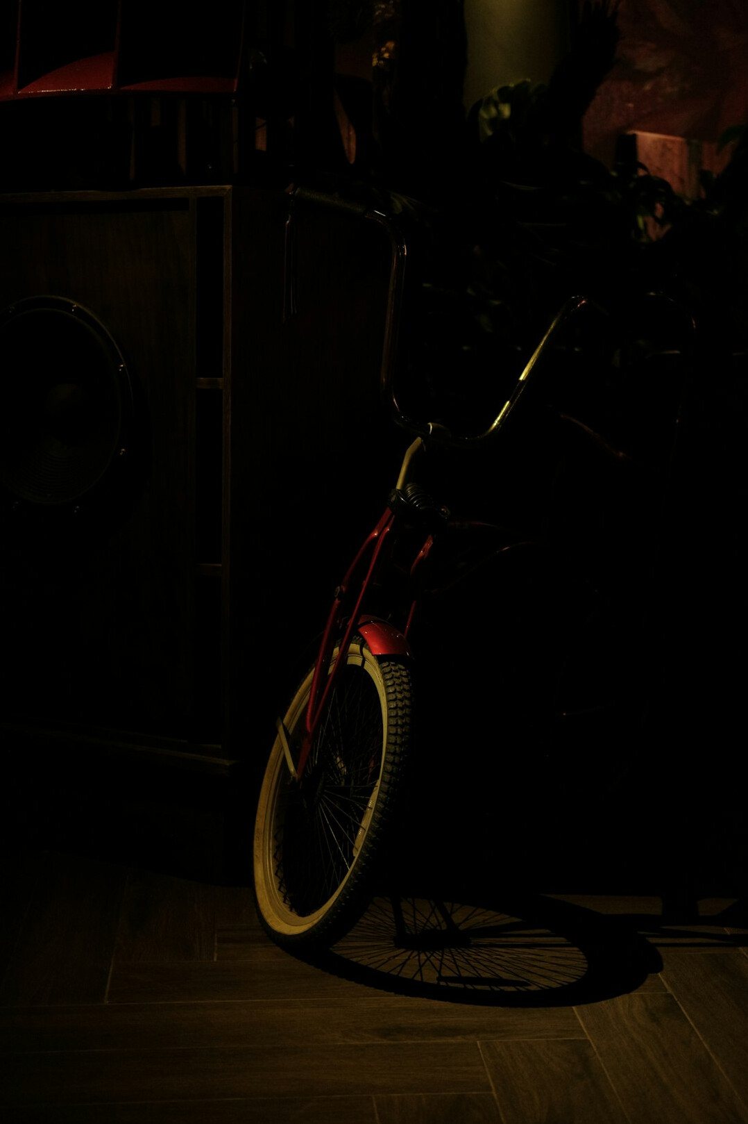 Professional studio microphone in a dark recording studio